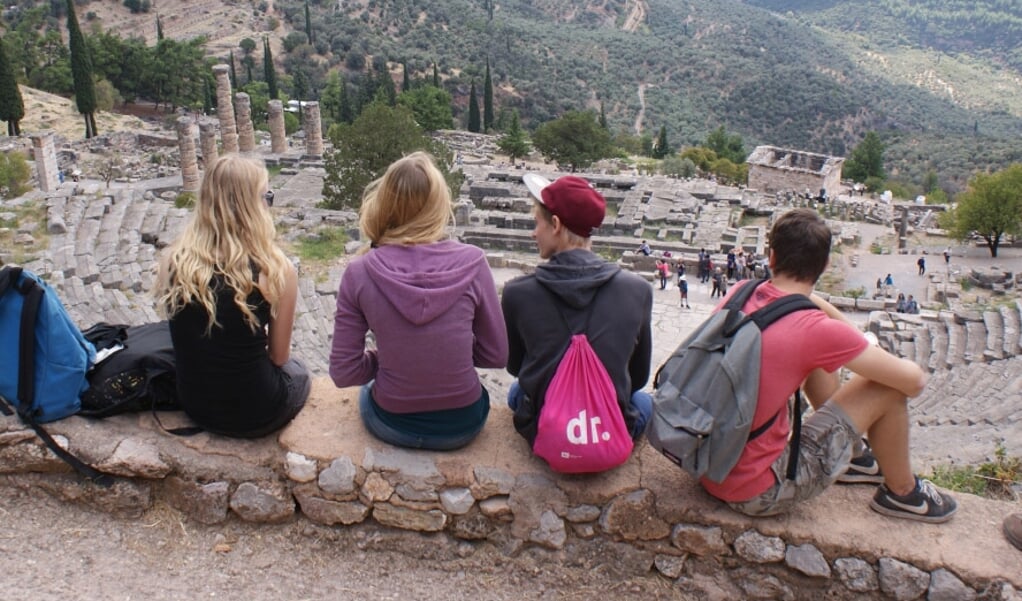 Leerlingen van het AJC in Griekenland tijdens een eerdere reis. (eigen foto)