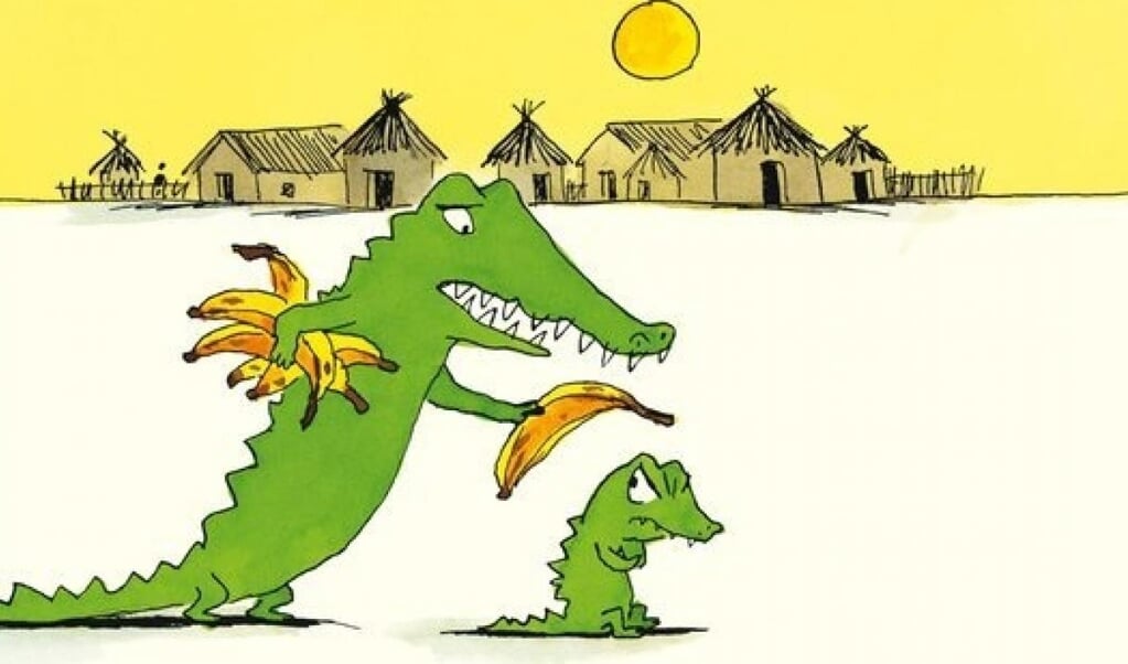 Een klein krokodilletje eet altijd bananen, maar op een dag heeft hij trek in iets anders: hij zou wel eens een kindje lusten