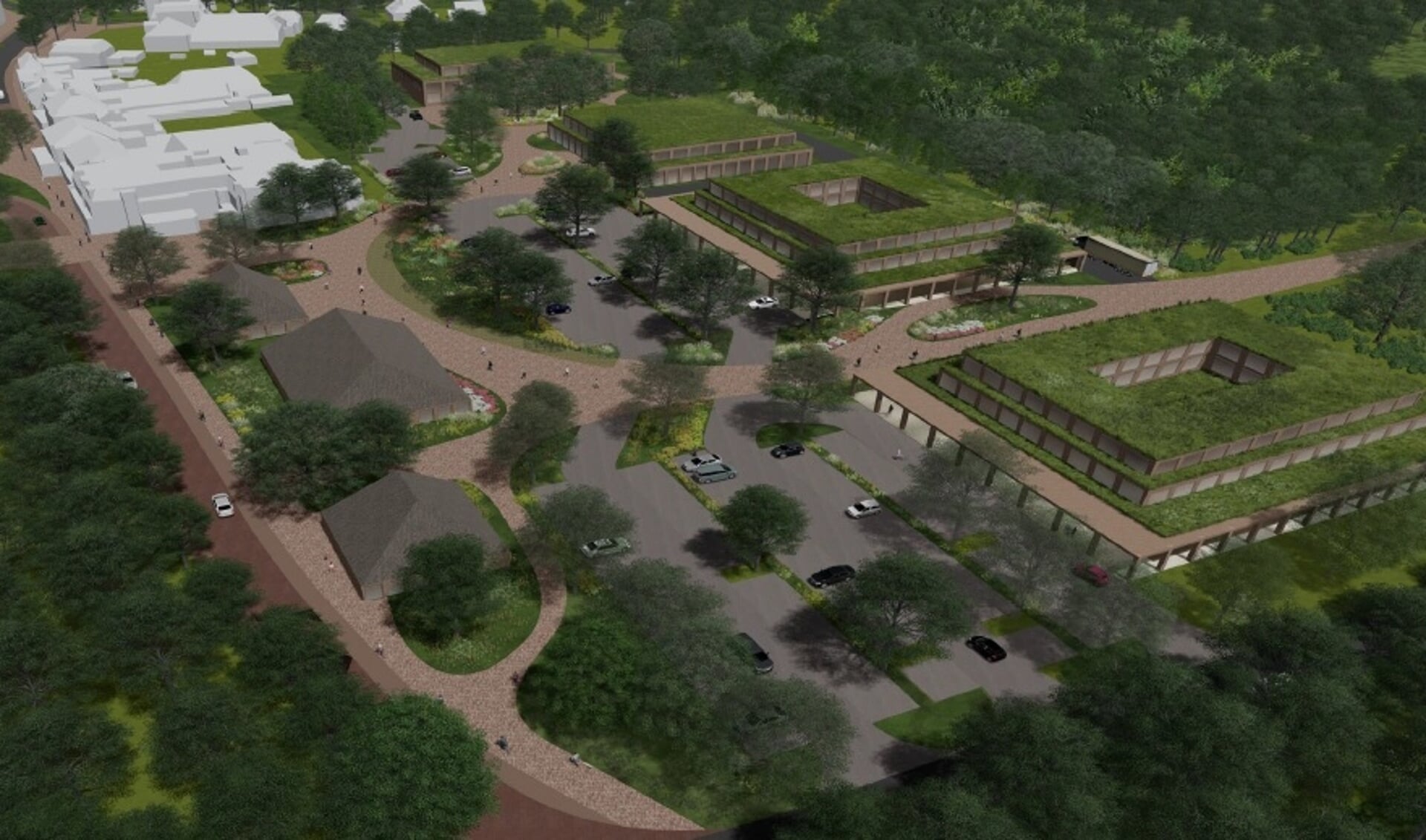 Een impressie van hoe de bebouwing op het PBH-terrein er uit zou kunnen zien. (afbeelding LAOS Landschapsarchitecten)