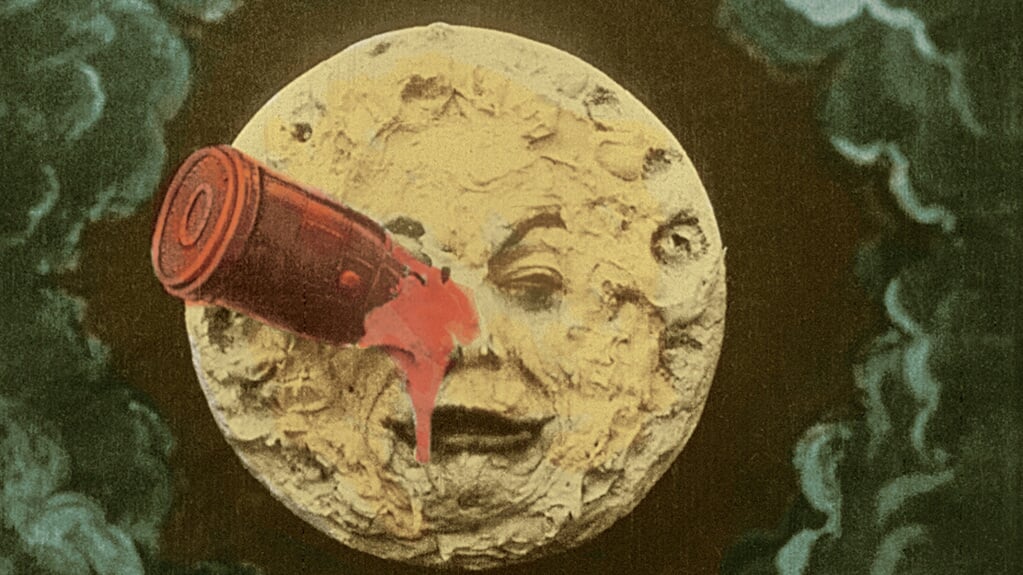 Een scene uit de film 'Le Voyage dans la Lune', die te zien is tijdens het concert.
