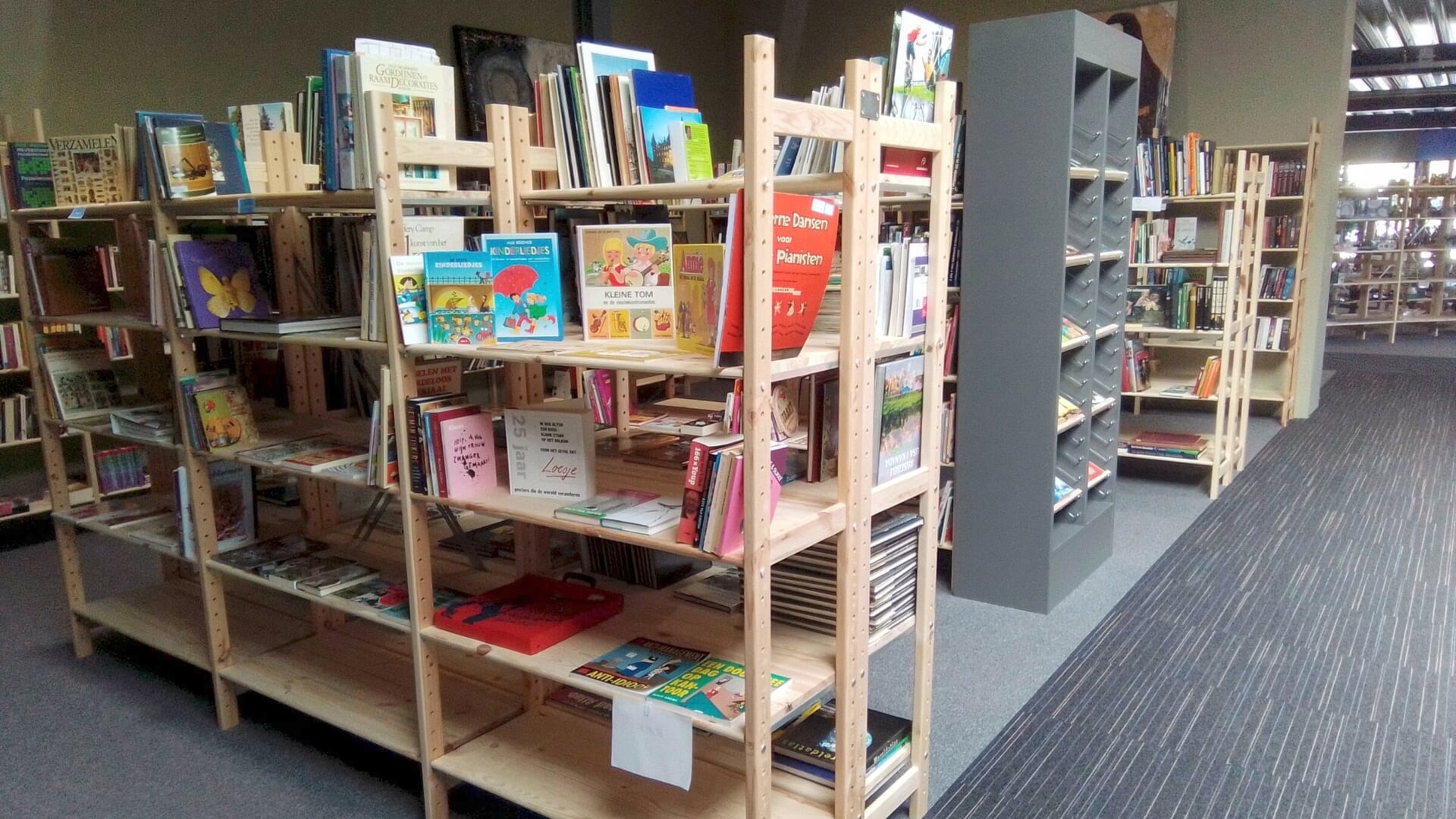 Een van de afdelingen in het Dorcas Regiocentrum in Emmen, in dit geval met tweedehands boeken.