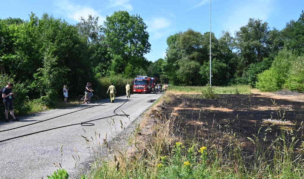 De brand op het grasveldje kon snel geblust worden. (foto: Persbureau Drenthe) 