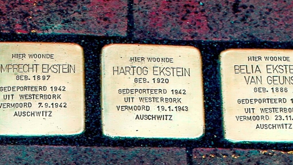 Stolpersteine in Middelstum voor de in de oorlog omgekomen familie Ekstein.