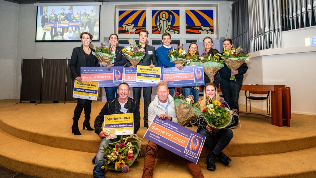 De winnaars van de sportverkiezing in de gemeente Borger-Odoorn. (foto: Auniek Klijnstra)