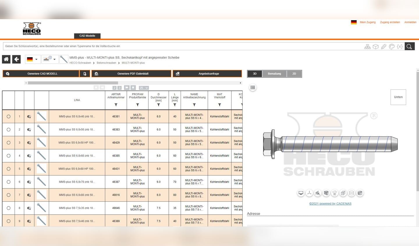 |De CAD-data van alle HECO-schroeven kunnen worden geïntegreerd in BIM-planningsprocessen|In de CAD-database staan zowel de hout- als betonschroeven.
