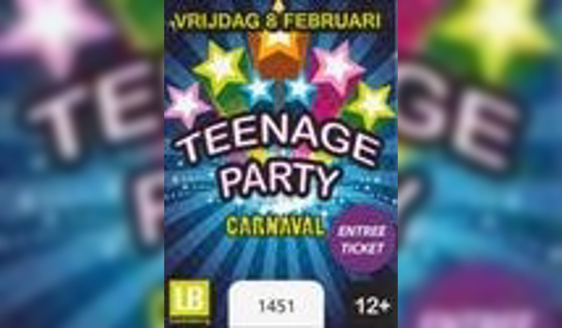 Kaartjes Teenageparty Carnaval te koop