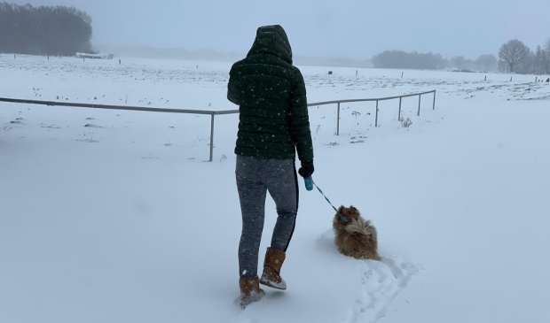 Arianne is de hond van Mien aan het uitlaten.