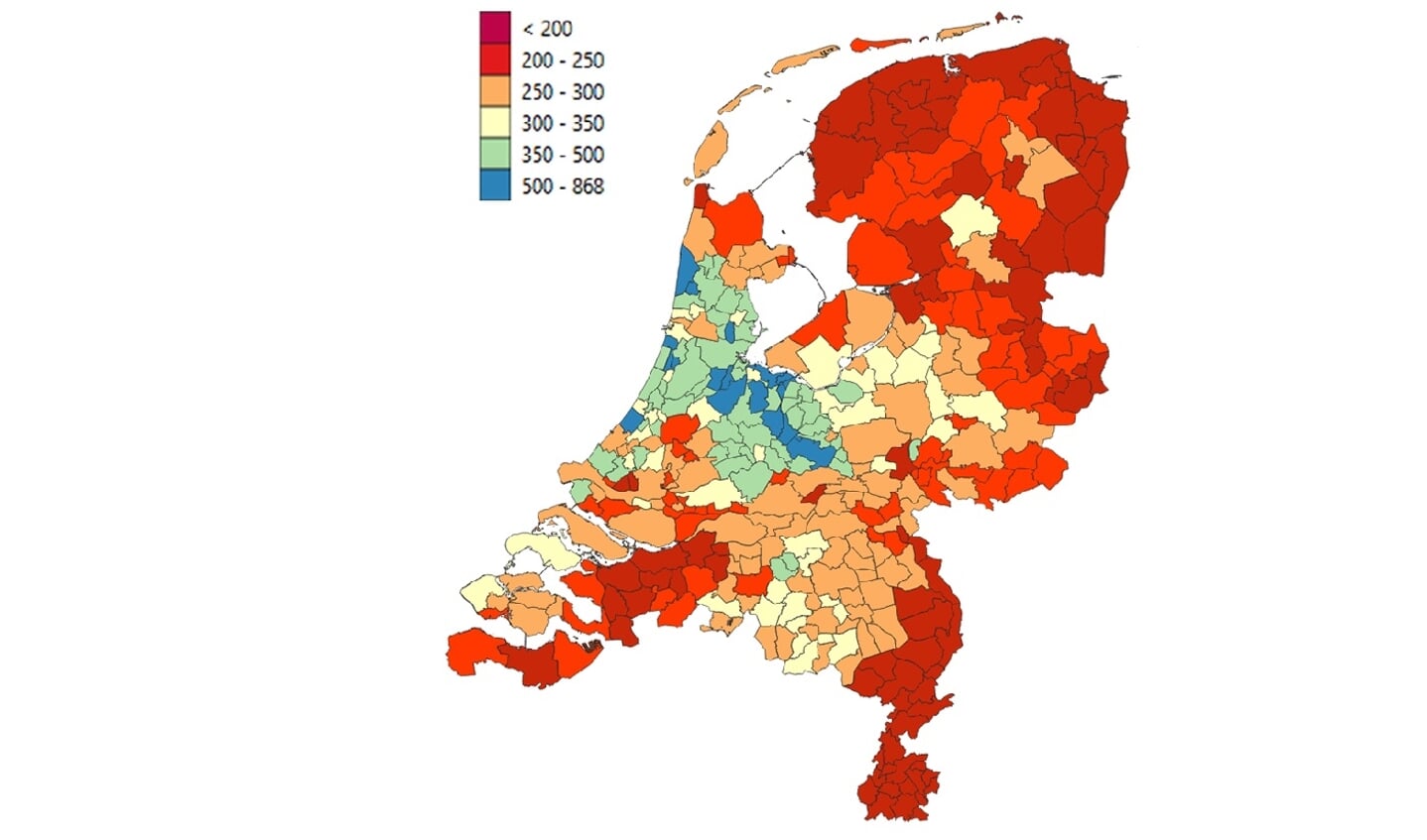 Prijsstijgingen per regio in euros per dag. (Foto: Calcasa)