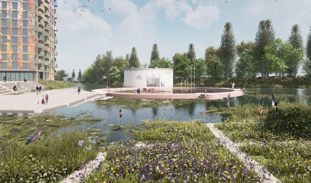 <p>Impressie van het kunstpaviljoen, ontworpen door Studio Ossidiana.</p>