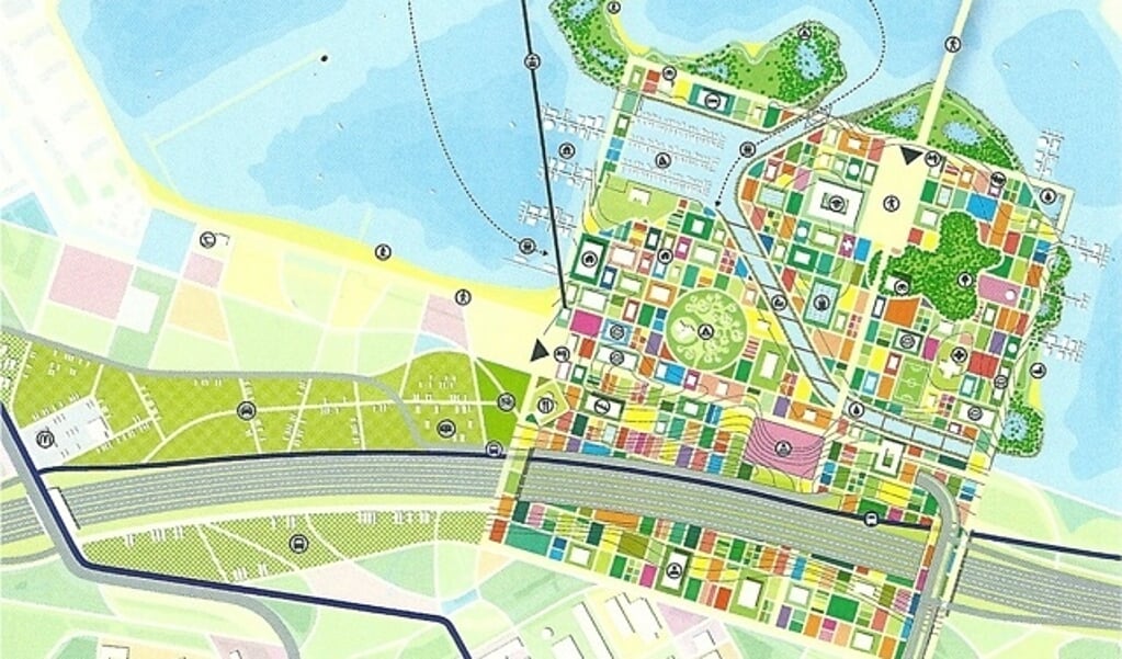Een tekening van hoe de Floriade er in 2022 in Almere uit moet zien. (Foto: aangeleverd)