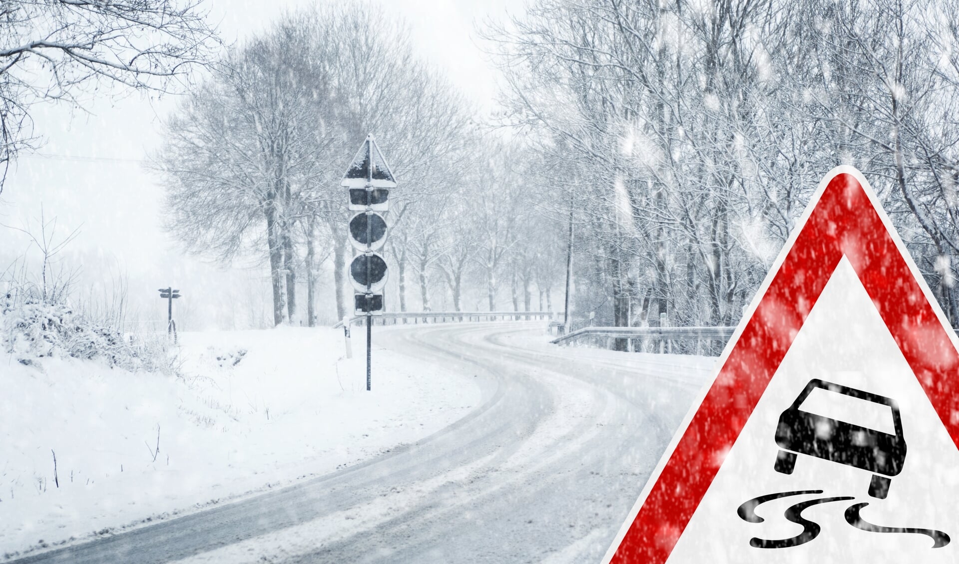 Buien, sneeuw en ijs zorgen voor risico's op de weg. (Foto: Adobe Stock)