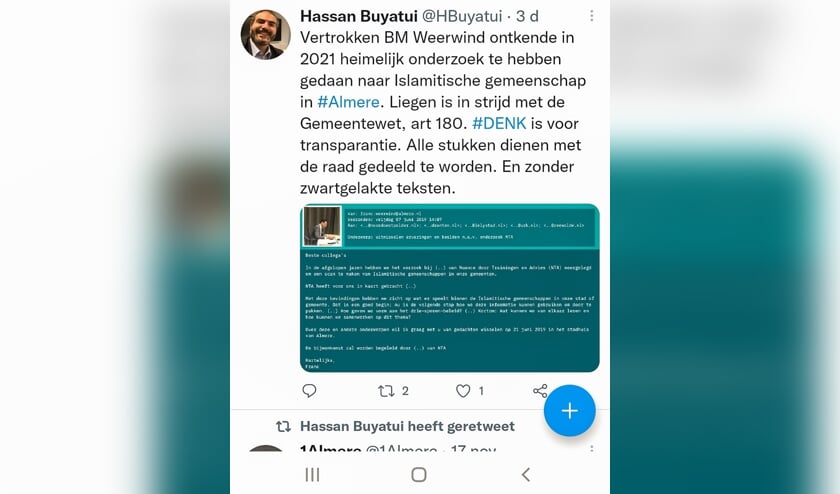 De gewraakte vervalsing met in licht groen de toevoegingen aan het officiële document. (Screenshot twitter)