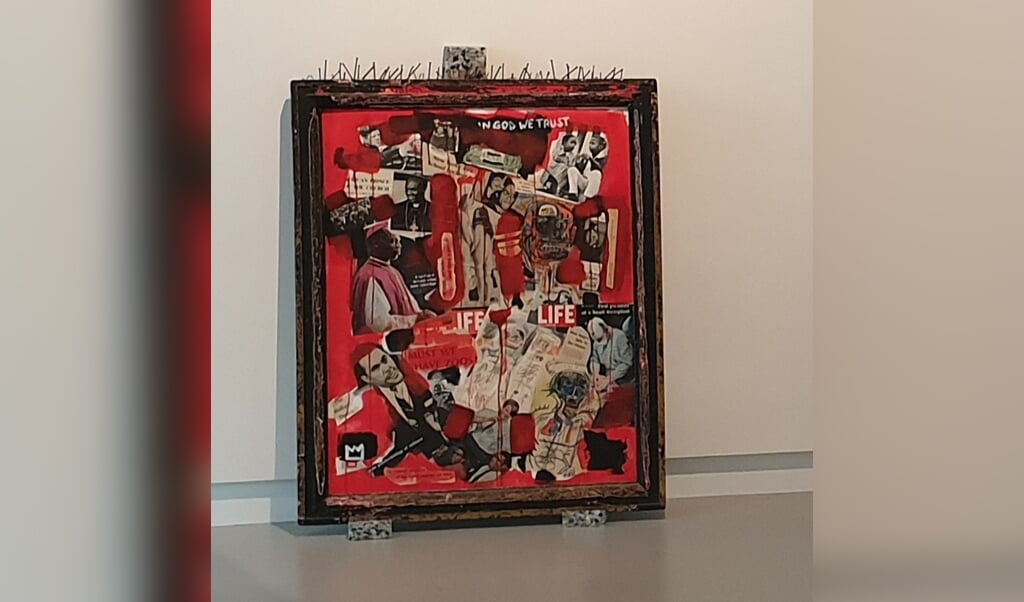 Het werk van Basquiat werd donderdag onthuld in de kunsthal van Kunstlinie Almere. (Foto: Almere DEZE WEEK)