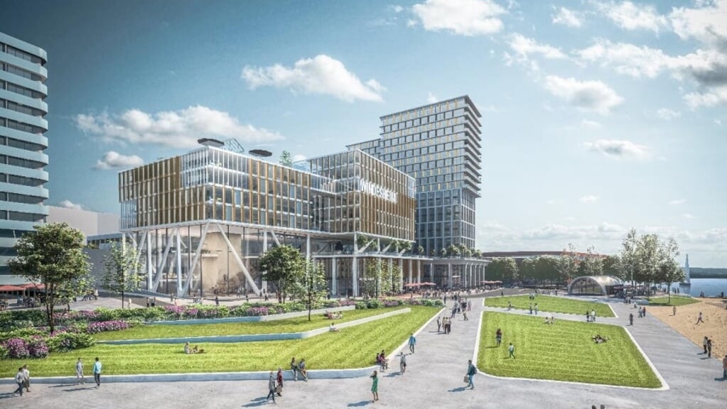 Een globale impressie uit 2022 van het campusgebouw (Foto: aangeleverd)
