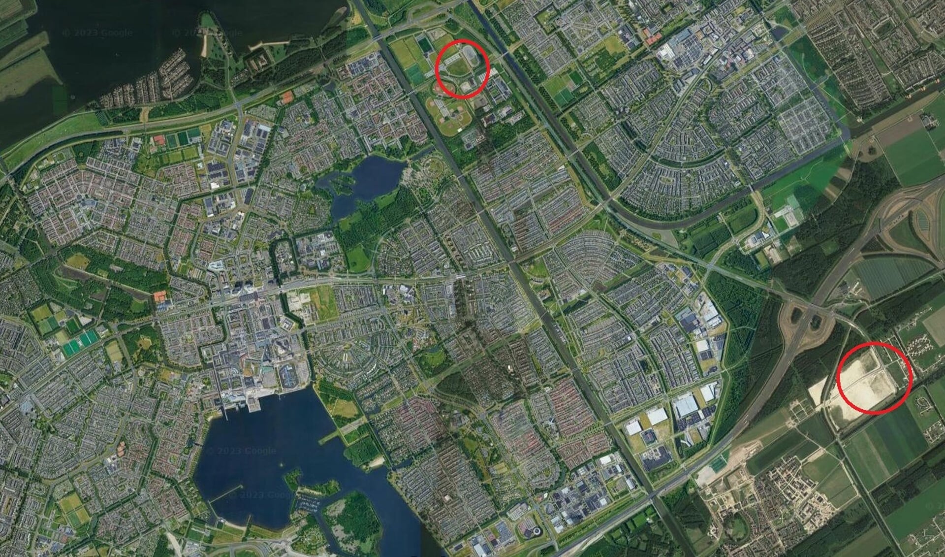 De drie aangewezen locaties (Foto: Google Maps)