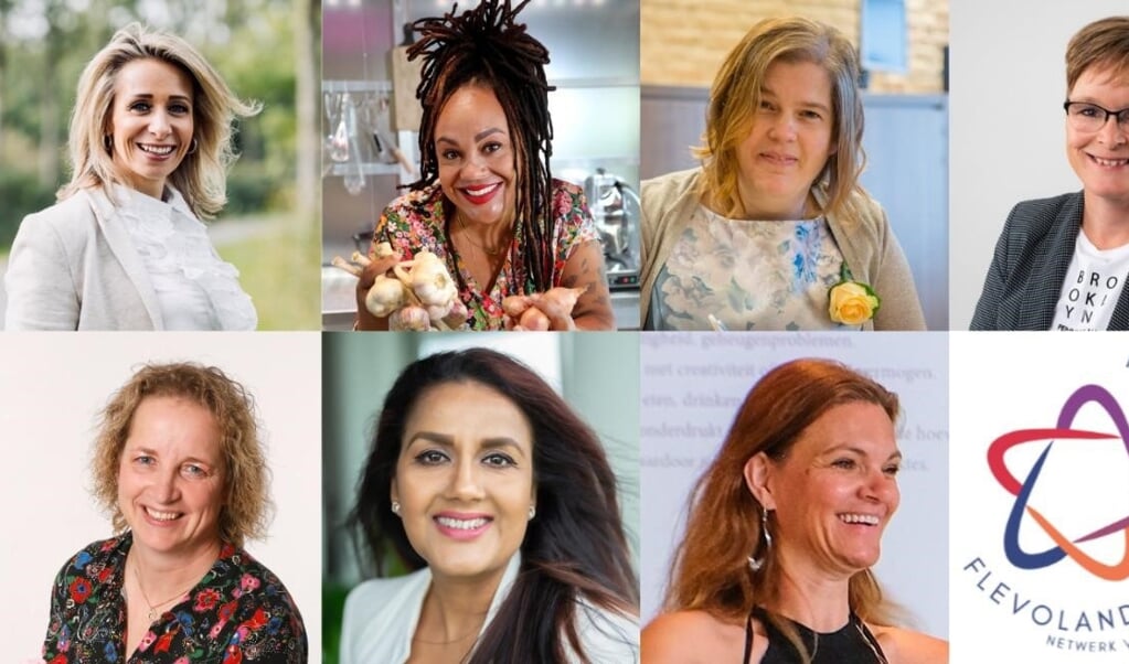 De negen genomineerde zakenvrouwen van dit jaar.Bovenste rij van links naar rechts: Chantal, Sharon. Johanna, Cora en Jitha. Onderste rij van links naar rechts: Mariska, Maya, Sandra Reina en Nicole (Foto: aangeleverd)