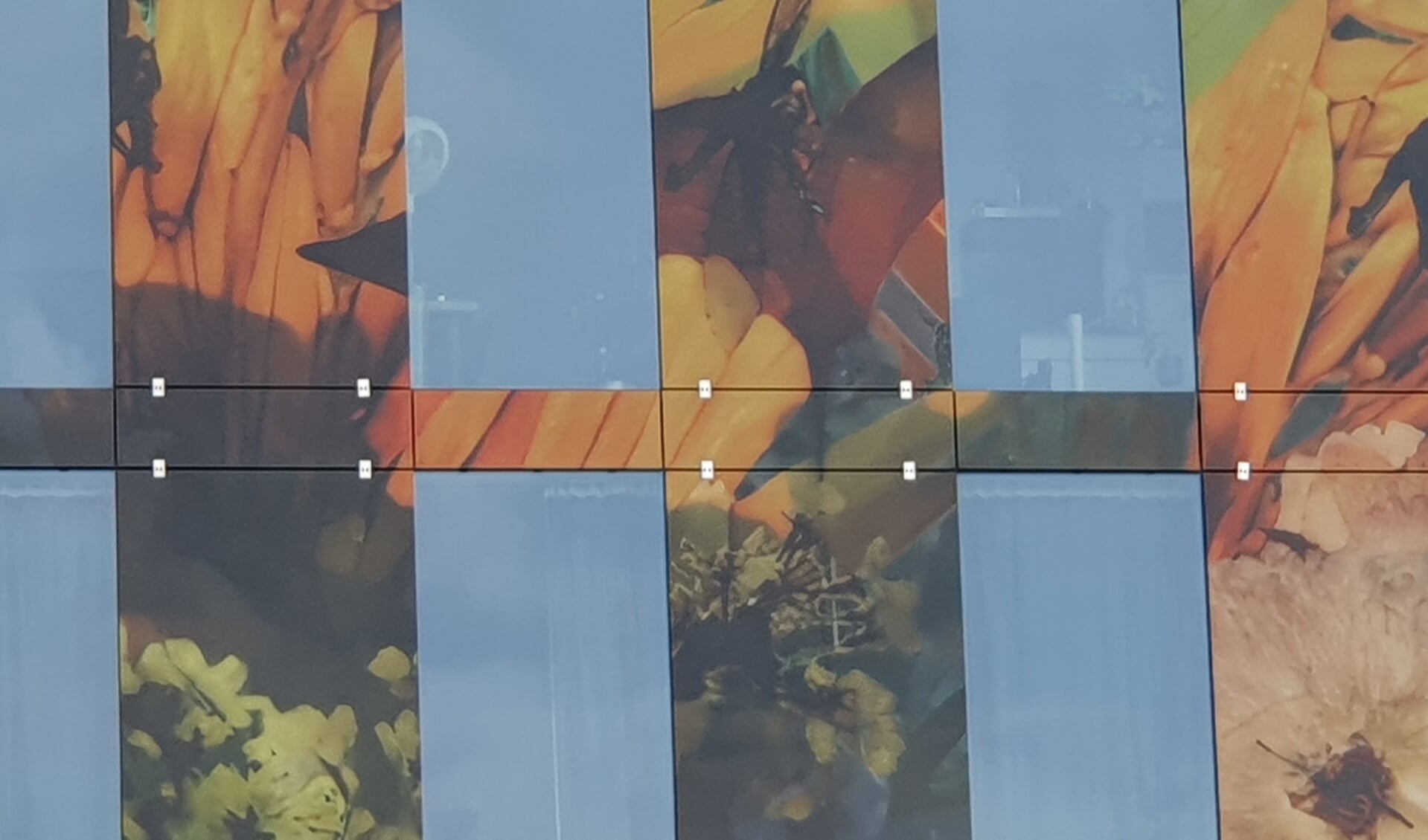 De platen zijn met zilverkleurige klemmen vastgezet. (Foto: Almere DEZE WEEK)