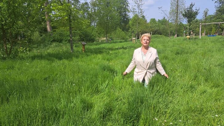 Het gras staat hoog in het Luierpark. Beheerder Tineke Ras is erg verdrietig. (Foto: aangeleverd)
