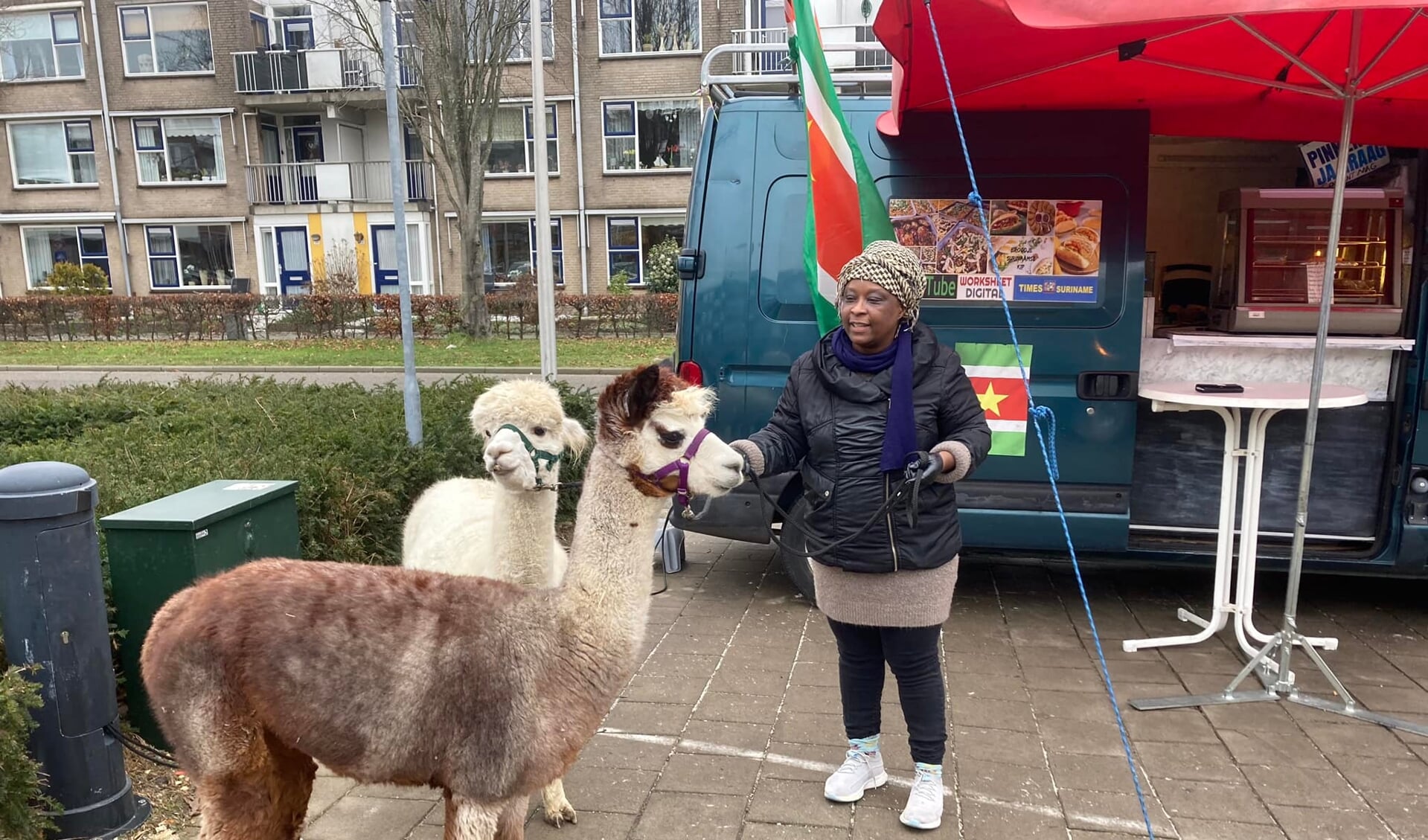 Dulcyne staat op het Louwersplein met haar “Ambachtelijk Surinaams eten”-foodtruck