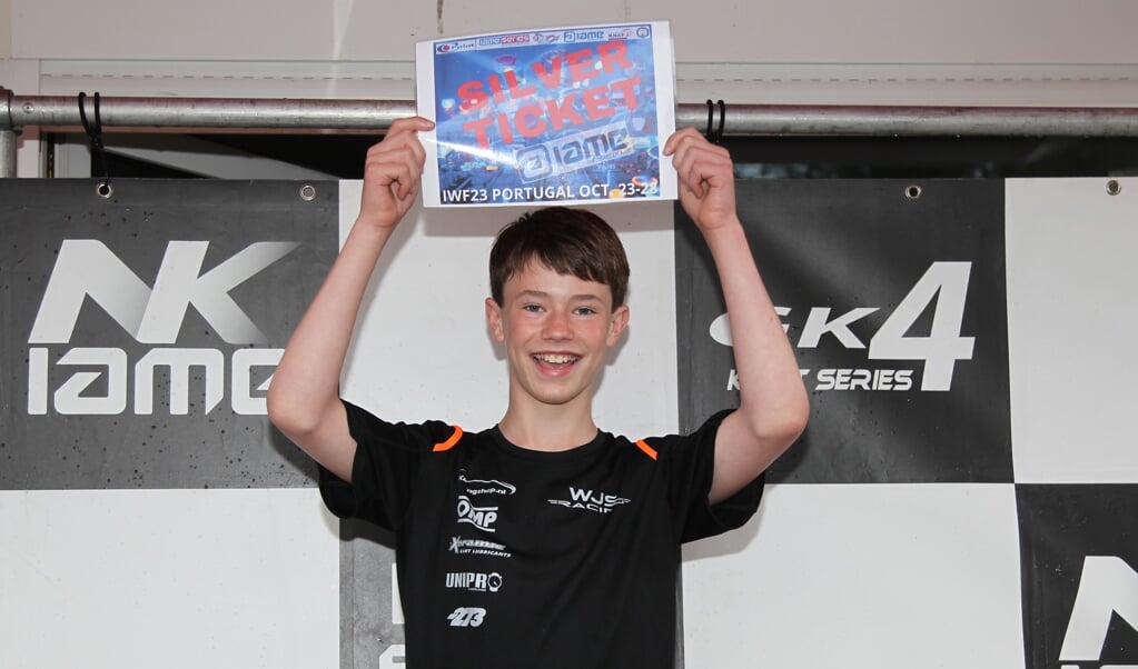 De elfjarige coureur uit Hendrik-Ido-Ambacht won in Kerpen knap een ticket voor deelname aan het WK IAME in Portimao, later dit jaar.
