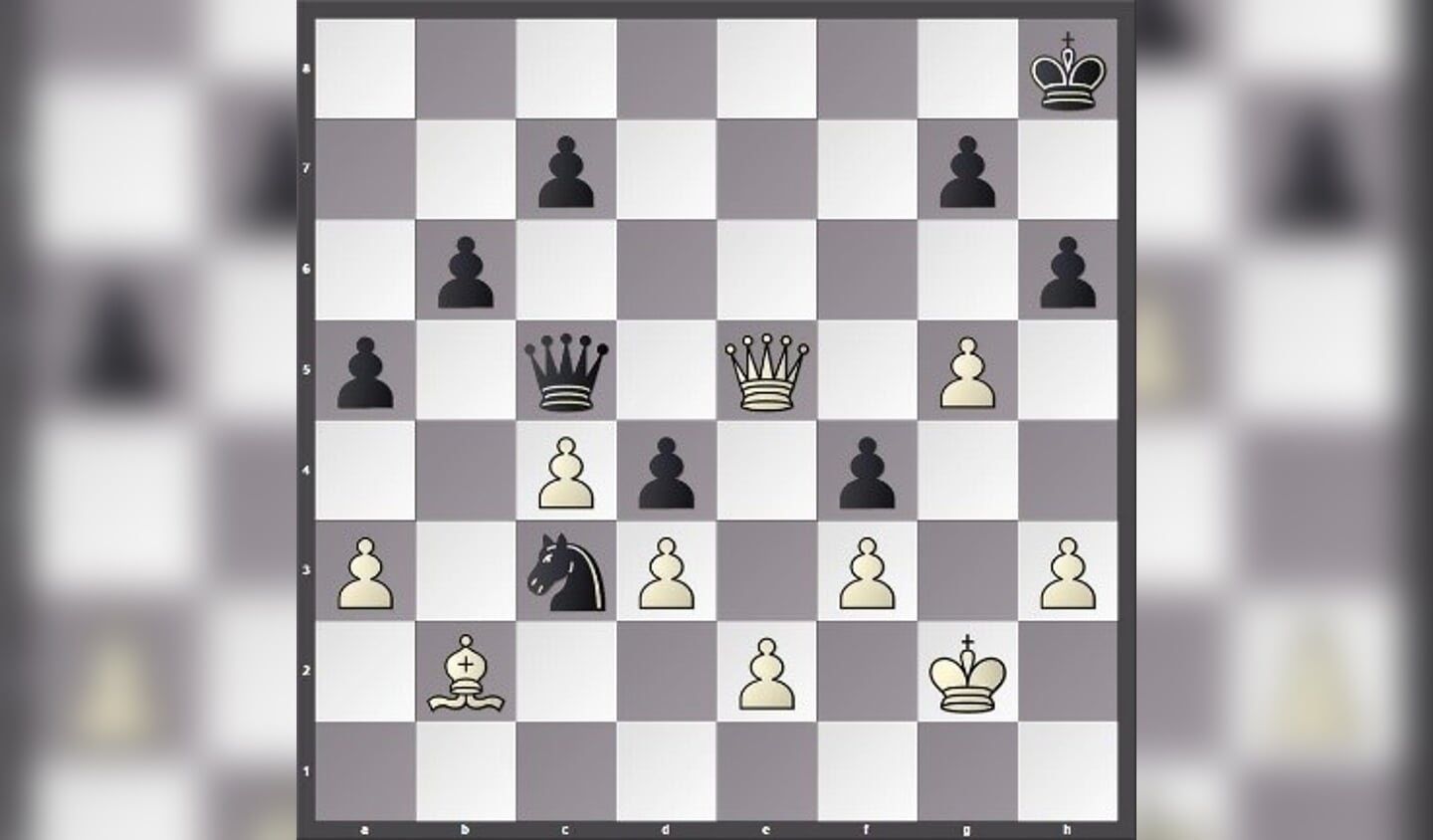 In het probleem links wint wit via 1. De8+ zwart moet Kh7 spelen en wit dan 2. g6 schaakmat. 
