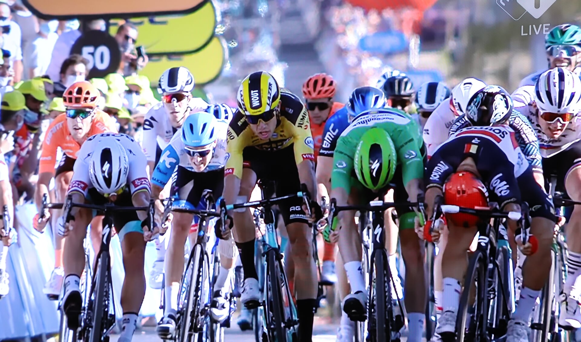 Sprint in de Tour de France vorig jaar. 