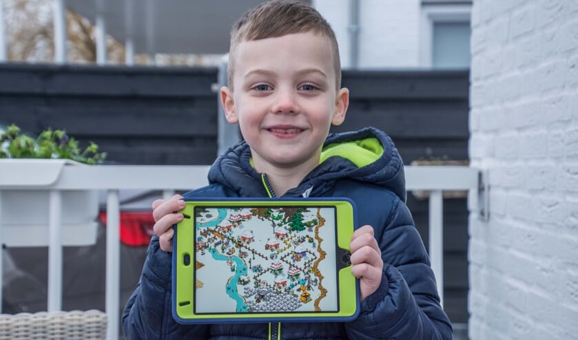 Naud heeft een prachtig smurfendorp gebouwd op zijn iPad.