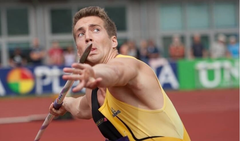 <p>Bjørn Blommerde in zijn gouden tijd als speerwerper met de Olympische Spelen als doel. </p>