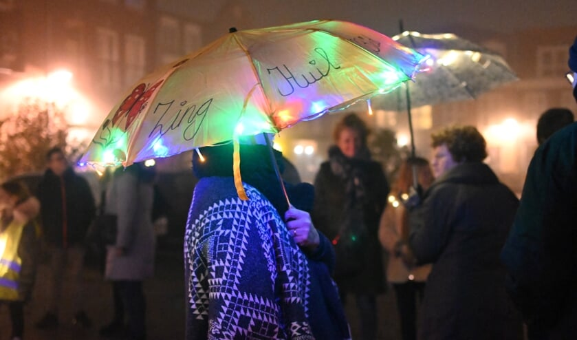 <p>Enkele tientallen mensen namen deel aan de Lichtjestocht in Hoogerheide.</p>
