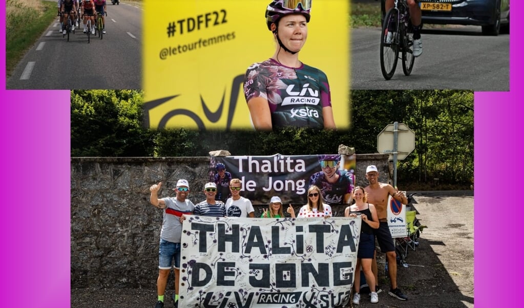 Thalita de Jong en supporters in de Tour de France Femmes.