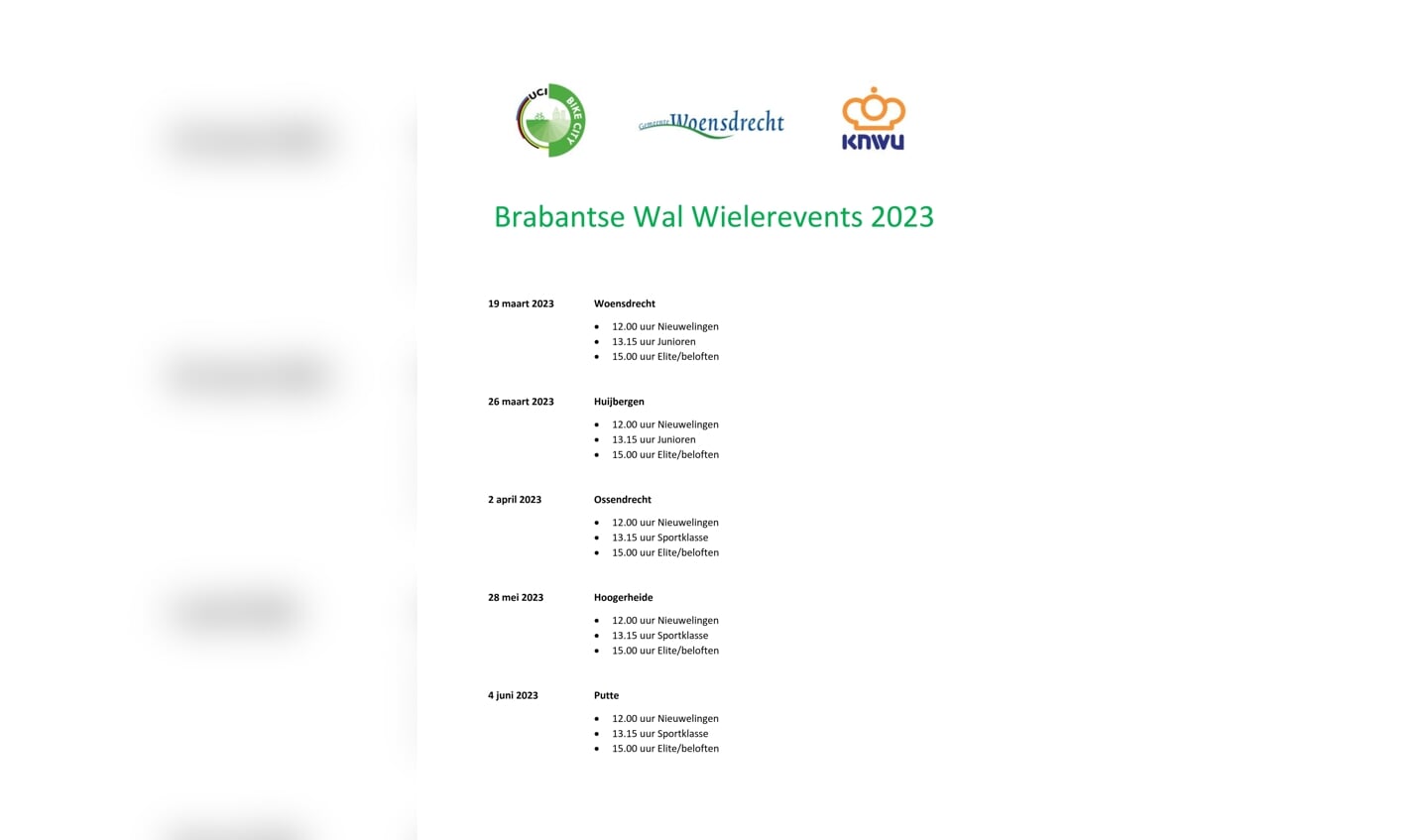 Brabantse Wal Wielerevents 2023