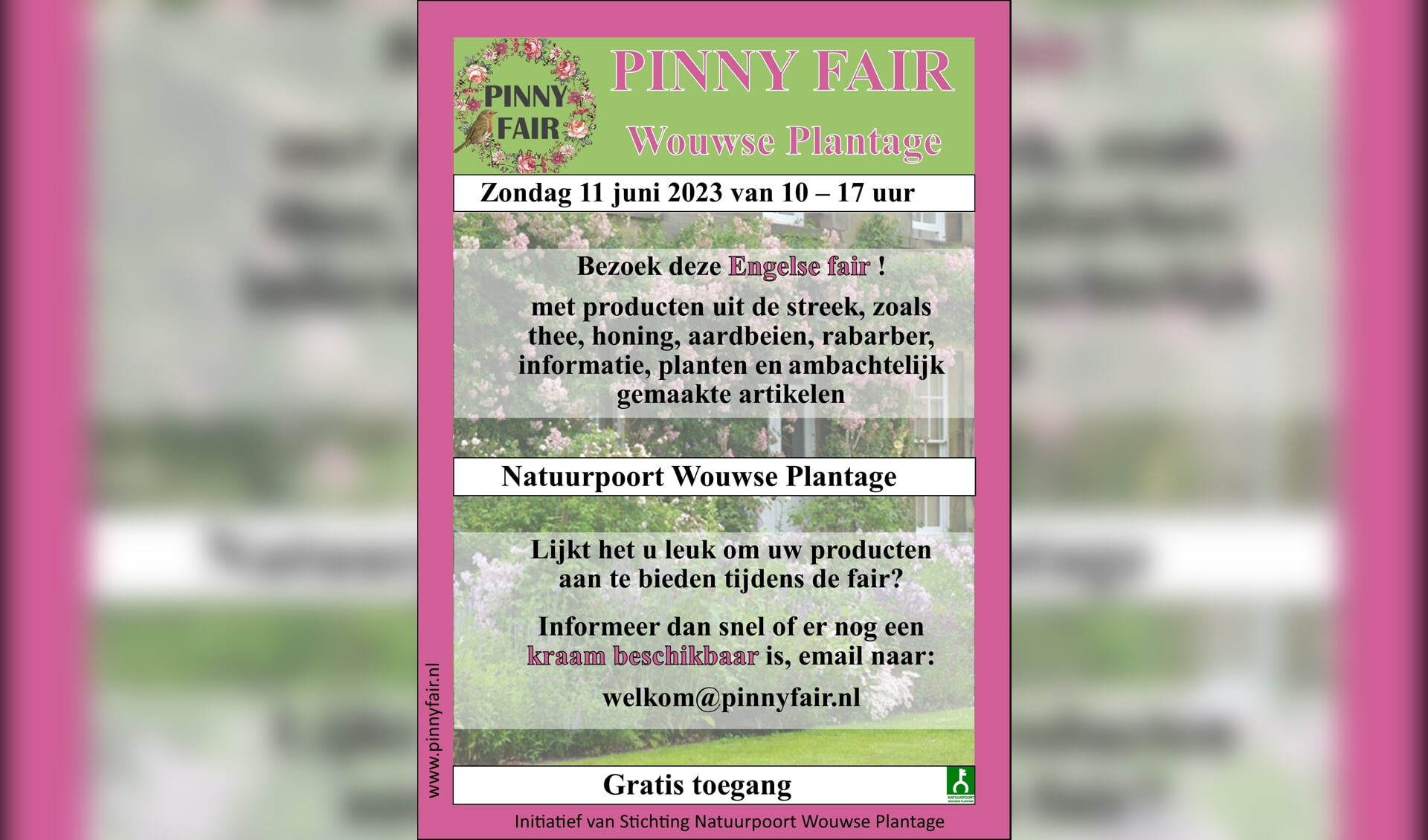 De tweede Pinny Fair op zondag 11 juni. 