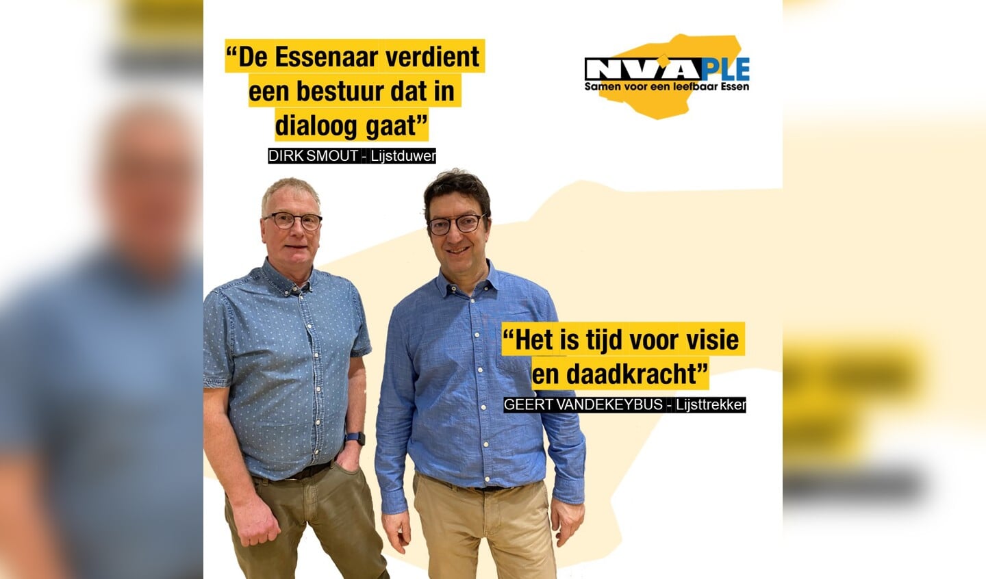 Geert Vandekeybus (rechts) lijsttrekker voor N-VA/PLE; links Dirk Smout.