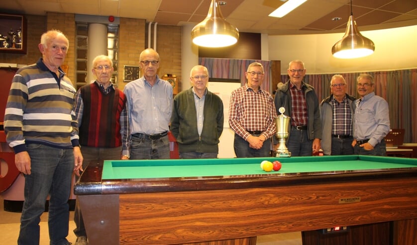 winnaars Peelse Kampioenschappen v.l.n.r., 4e t/m 1e Plaats A-poule, 1e t/m 4e plaats B-poule.