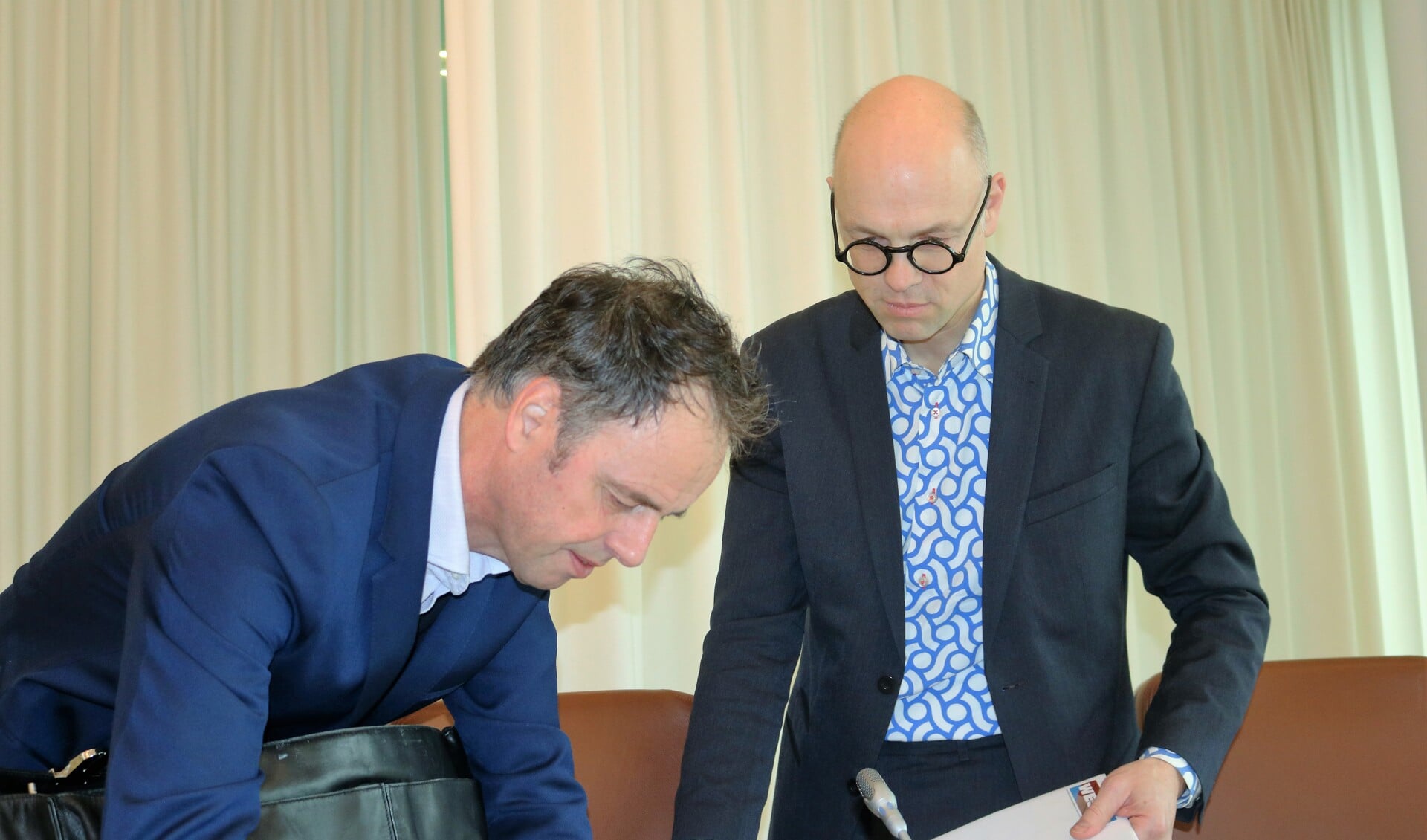 Adriaan Geuze (links) en Penne Hangelbroek van bureau West8 waren donderdag de laatste kandidaten in de selectieprocedure.