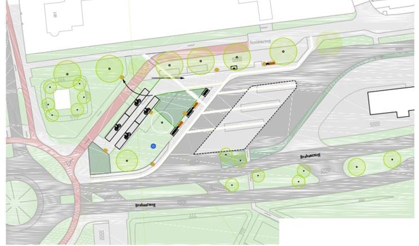 Plattegrond van het verbouwde busstation in Gennep.
