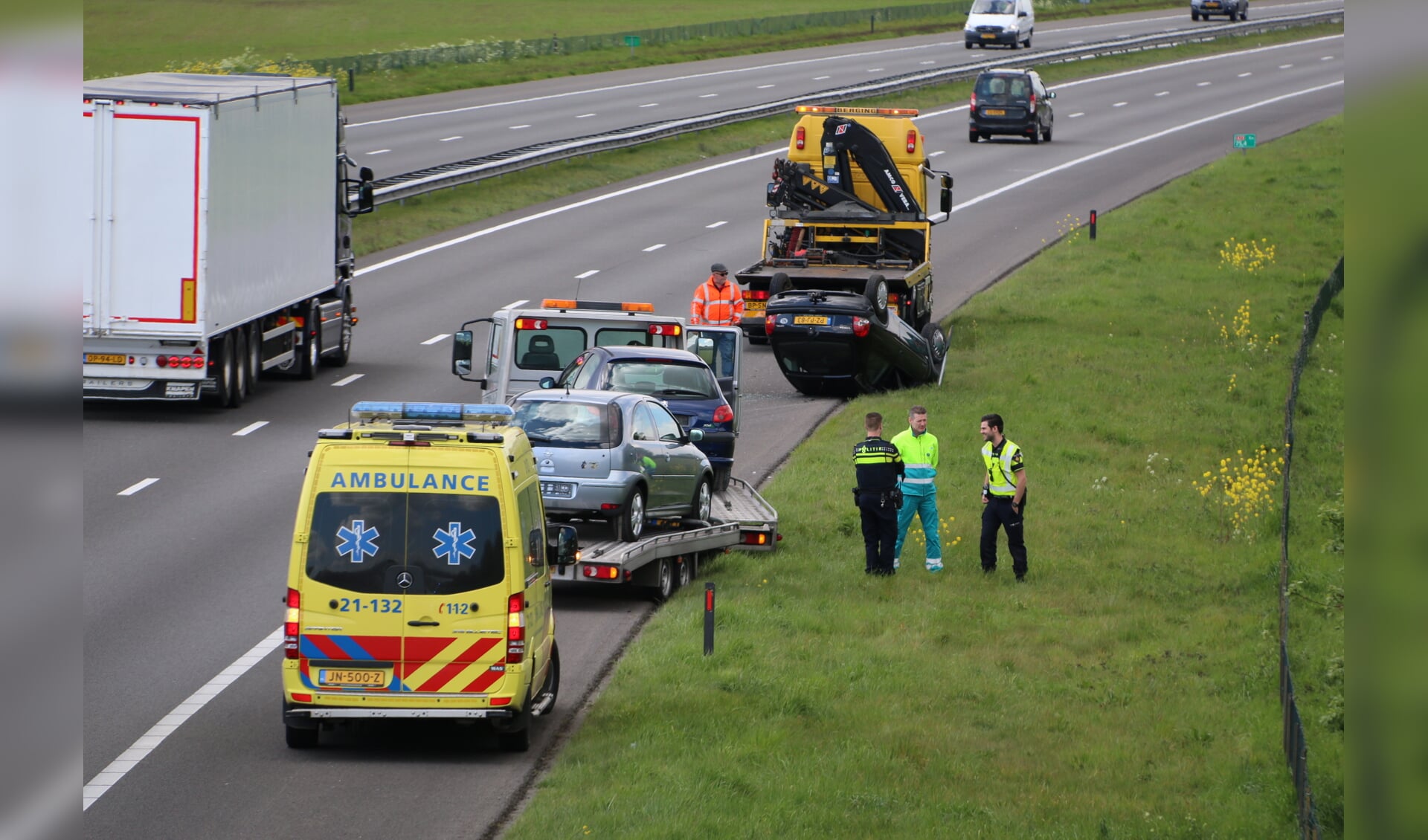 Ongeval op A73 bij Haps. (foto: SK-Media)