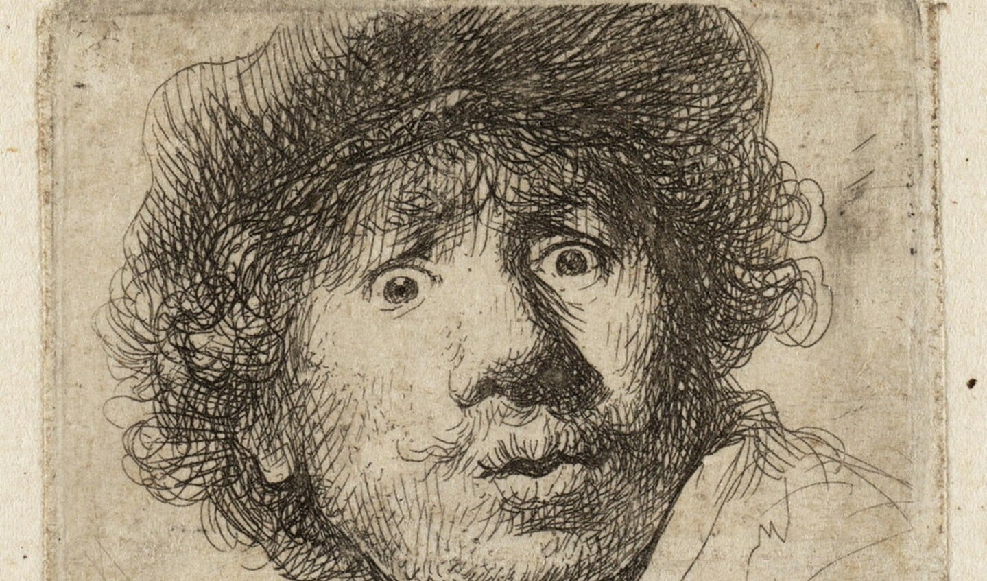 Zelfportret Rembrandt van Rijn.