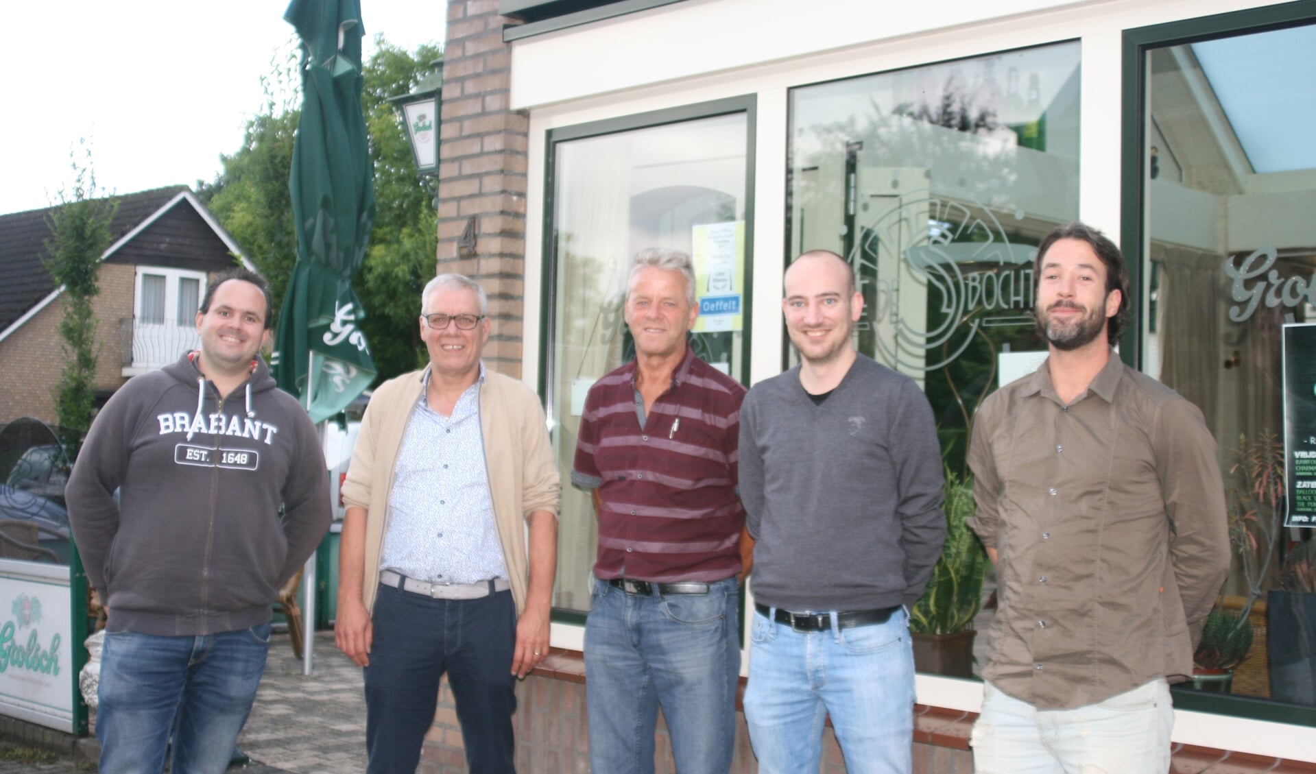 De teammanagers (v.l.n.r.): Joost Hendriks, Harrie Cuppen, René Broekmans, Jan Heijnen en Jacco Arts.