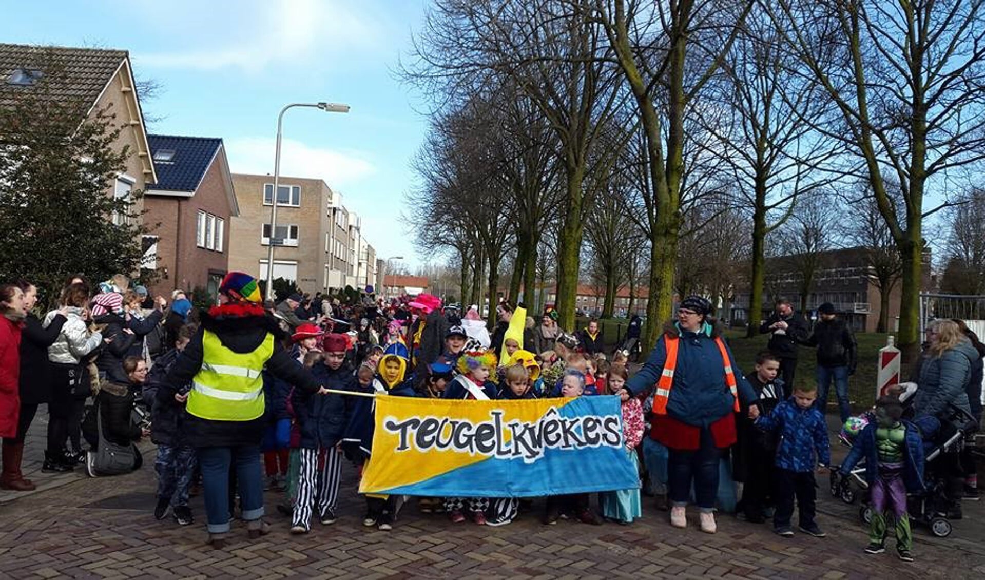 Traditionele carnavalsoptocht van basisschool De Teugelaar.