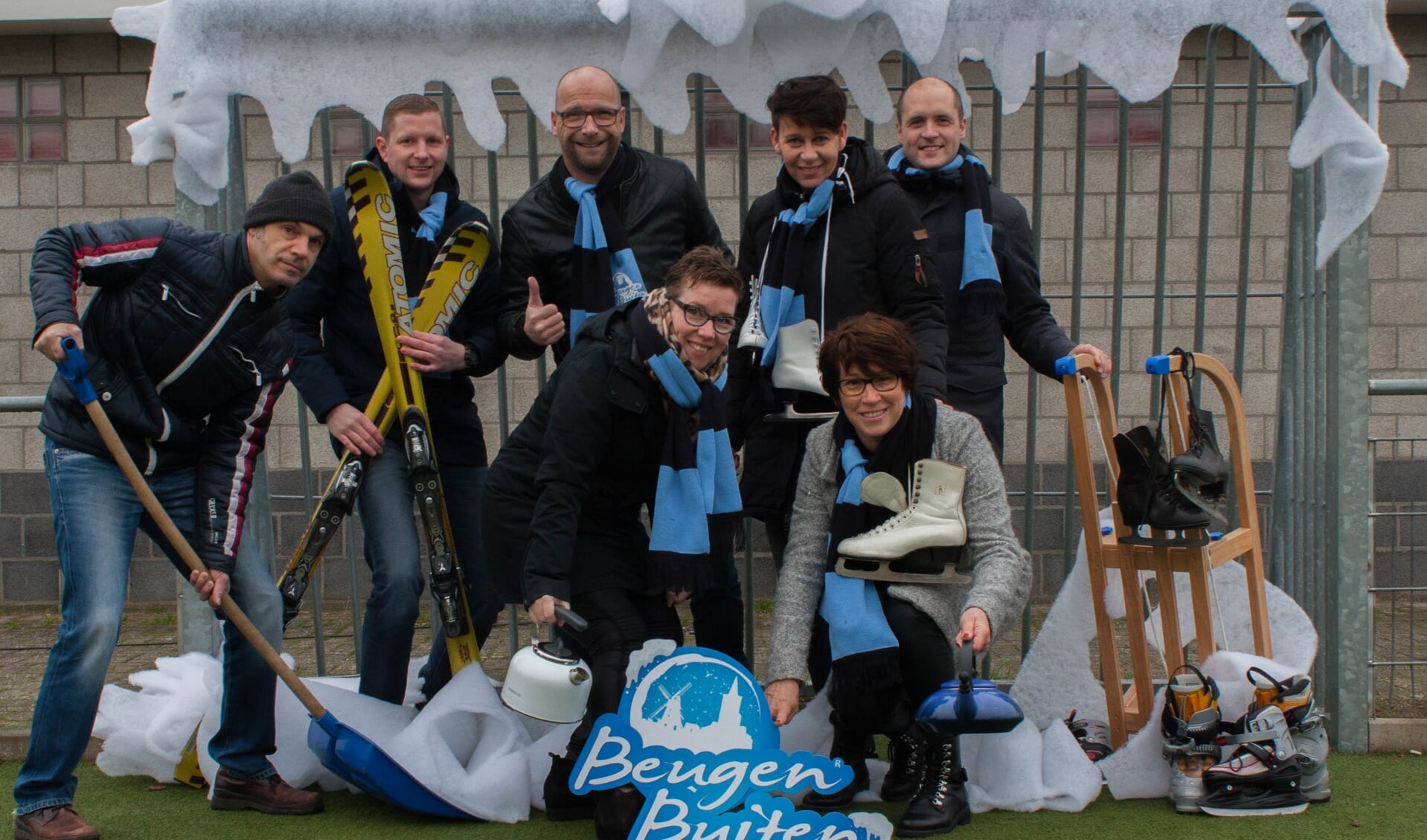 Organisatie Beugen Buiten Winterfestival: (vlnr): Edwin Vervoort, Roel Olieslagers, Paul Hendriks, Vera Brakels, Sylvia Bardoel, Christel Thijssen en Nicky Ooms.