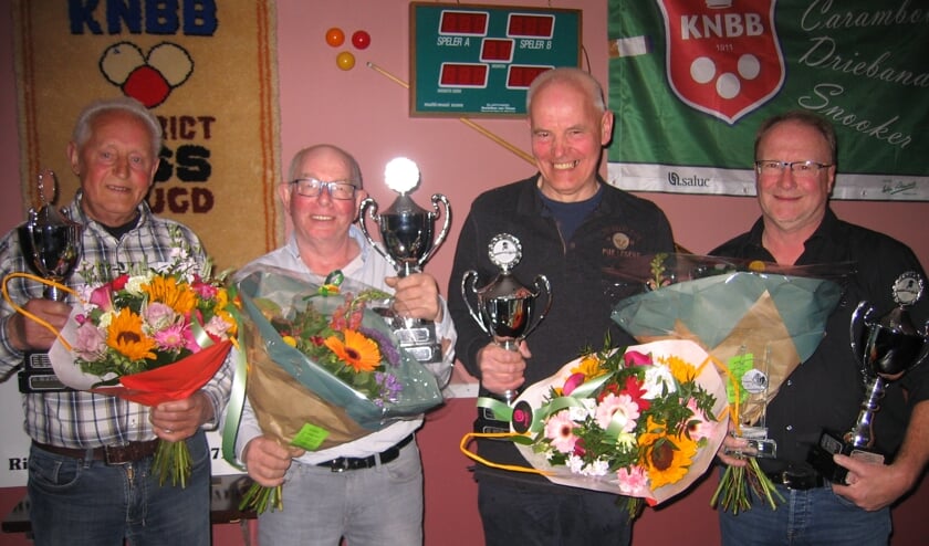 Andre Gras, Ad van de Ven, Tonnie Poulussen en Piet van Vugt