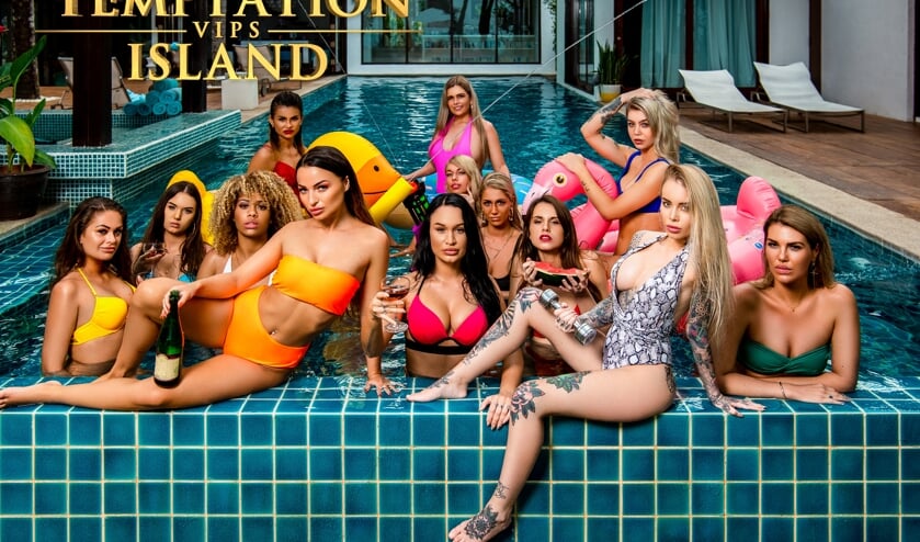 De verleidsters van Temptation Island VIPS. Links de Osse Lisa. (Foto: Ben Zander - Raw Productions)