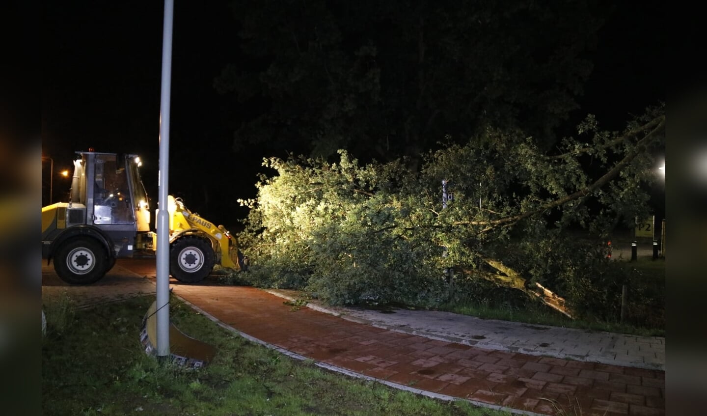 Op de Heijenseweg in Gennep is een boom afgebroken en helemaal over een inrit gevallen. 