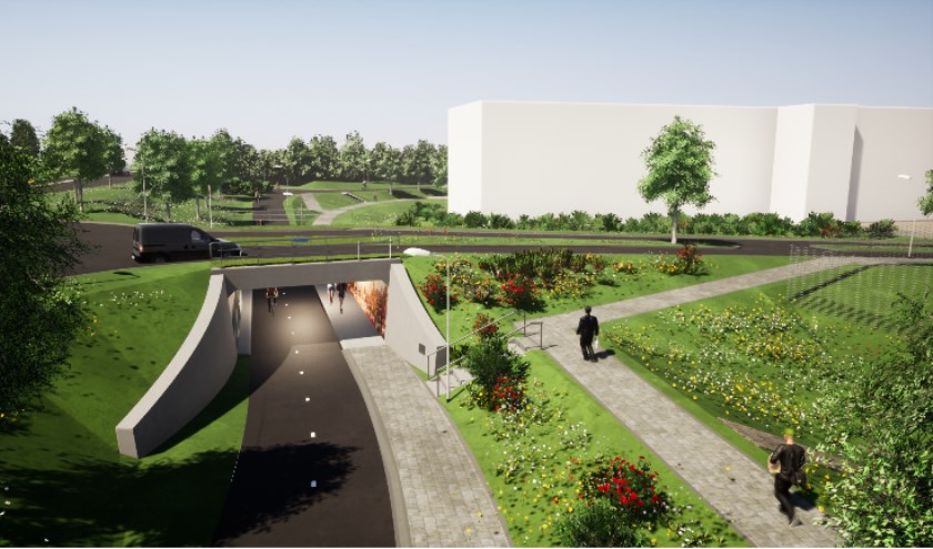 Impressie van de fietstunnel aan de Weverstraat in Gennep.