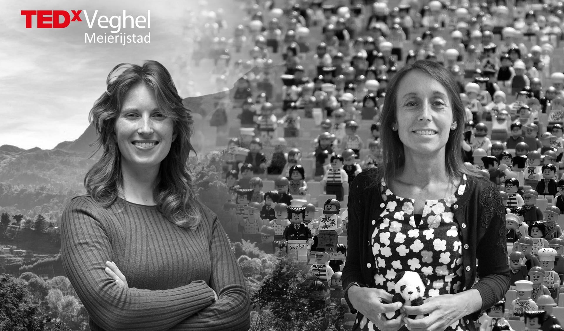 Powervrouwen Sabine Boogaard en Nelleke van der Puil spreken tijdens TEDxVeghel. 