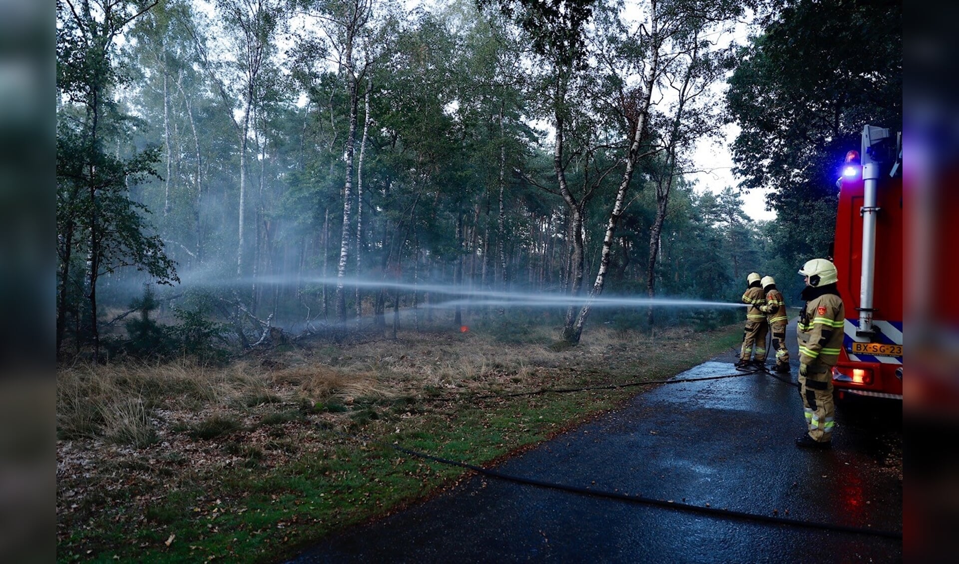 Oefening van natuurbrandbestrijding in Sint Anthonis. 