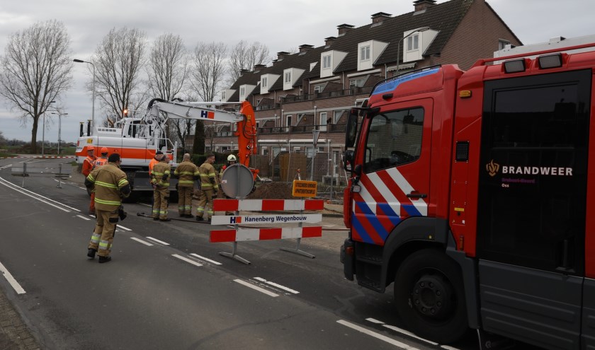 Gaslek door werkzaamheden in Peellaan. (Foto: Gabor Heeres / Foto Mallo)