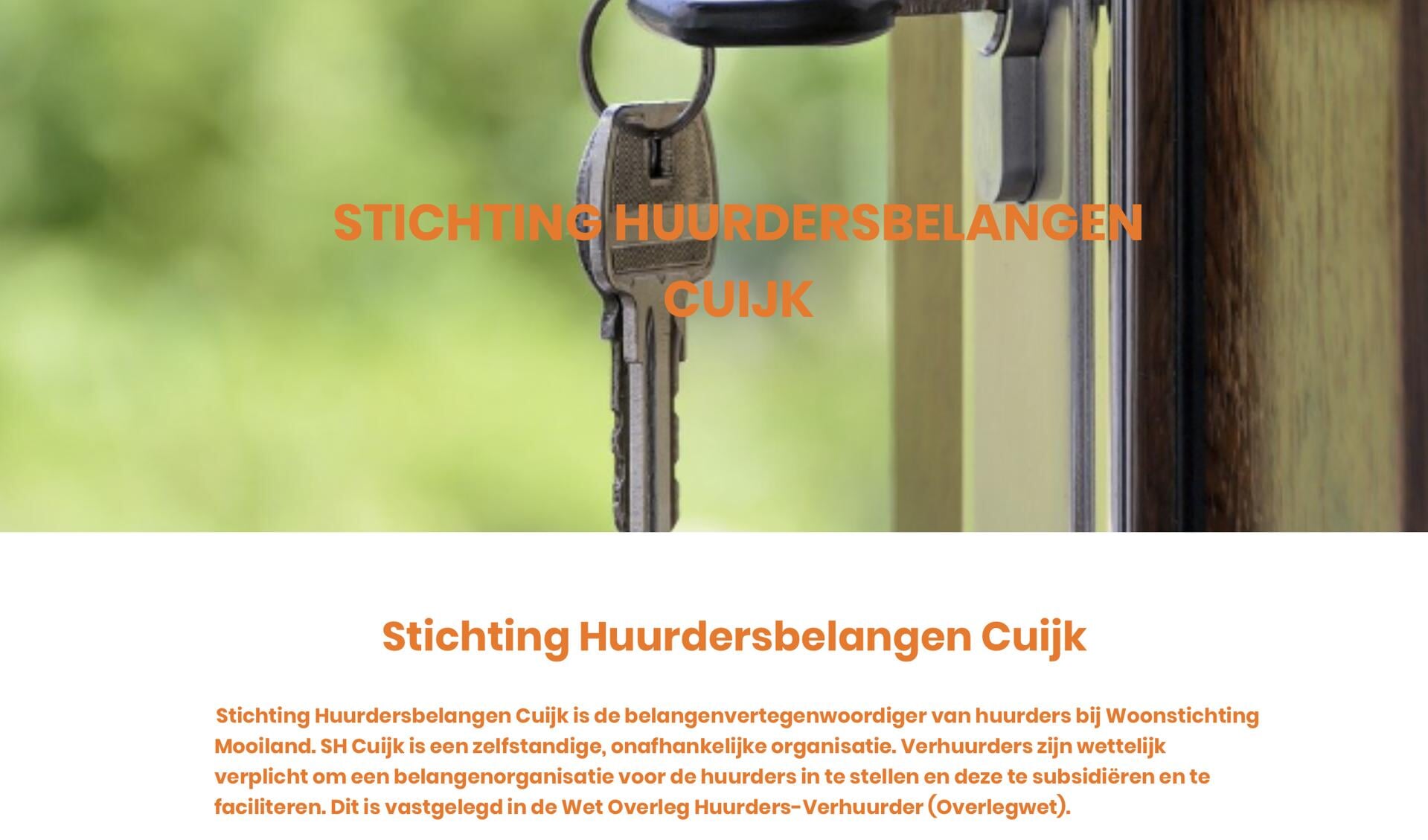 De homepage van Stichting Huurdersbelangen Cuijk