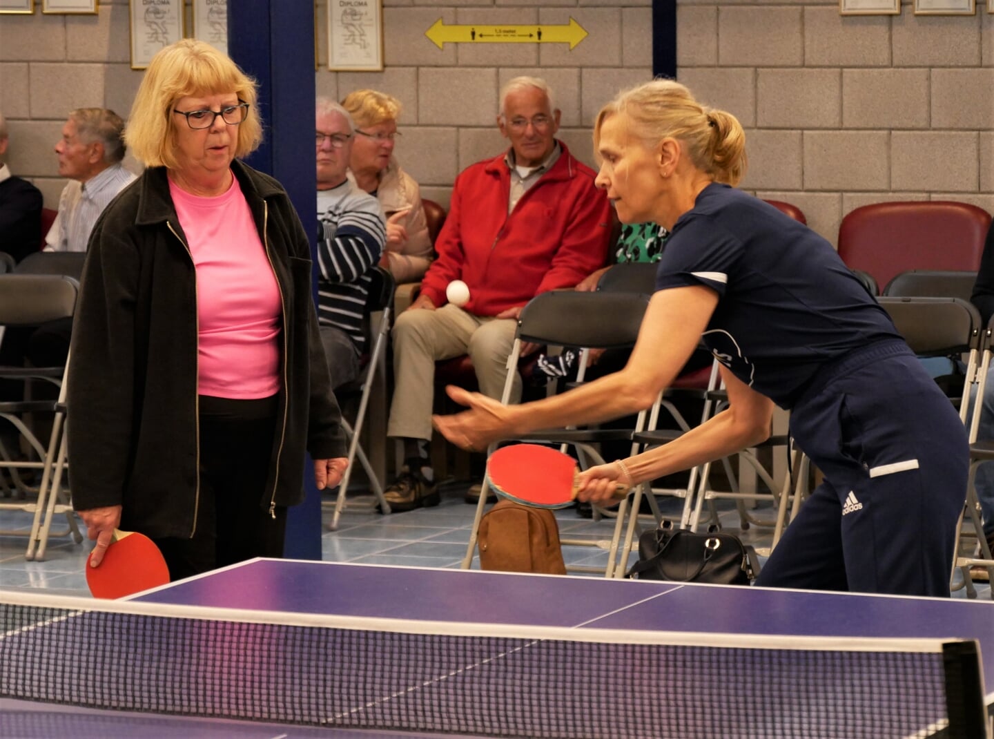 Bettine Vriesekoop gaf een clinic bij Old Stars tafeltennis bij TTV Return. 